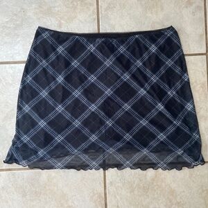 Plaid mesh mini skirt